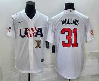 Mens USA Baseball #31 Cedric Mullins Number 2023 White World Classic Stitched Jersey->2023 world baseball classic->MLB Jersey